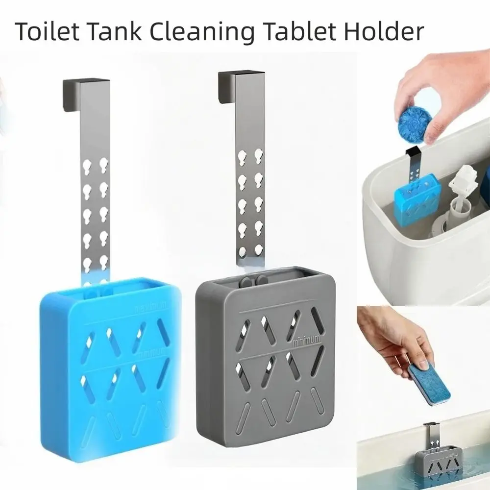 Adjustable Hanging Toilet Tank Holder Anti-Damage Silicone Toilet Tank Cleaning Tablet Holder Removable Rack Easy Install
