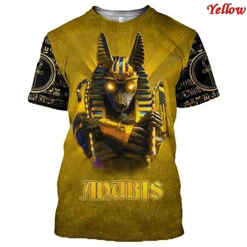 Personality Ancient Egyptian Anubis 3D Printed T Shirt Mens Womens Vintage T-shirts Tops Streetwear Apparel Trendy Unisex Tees