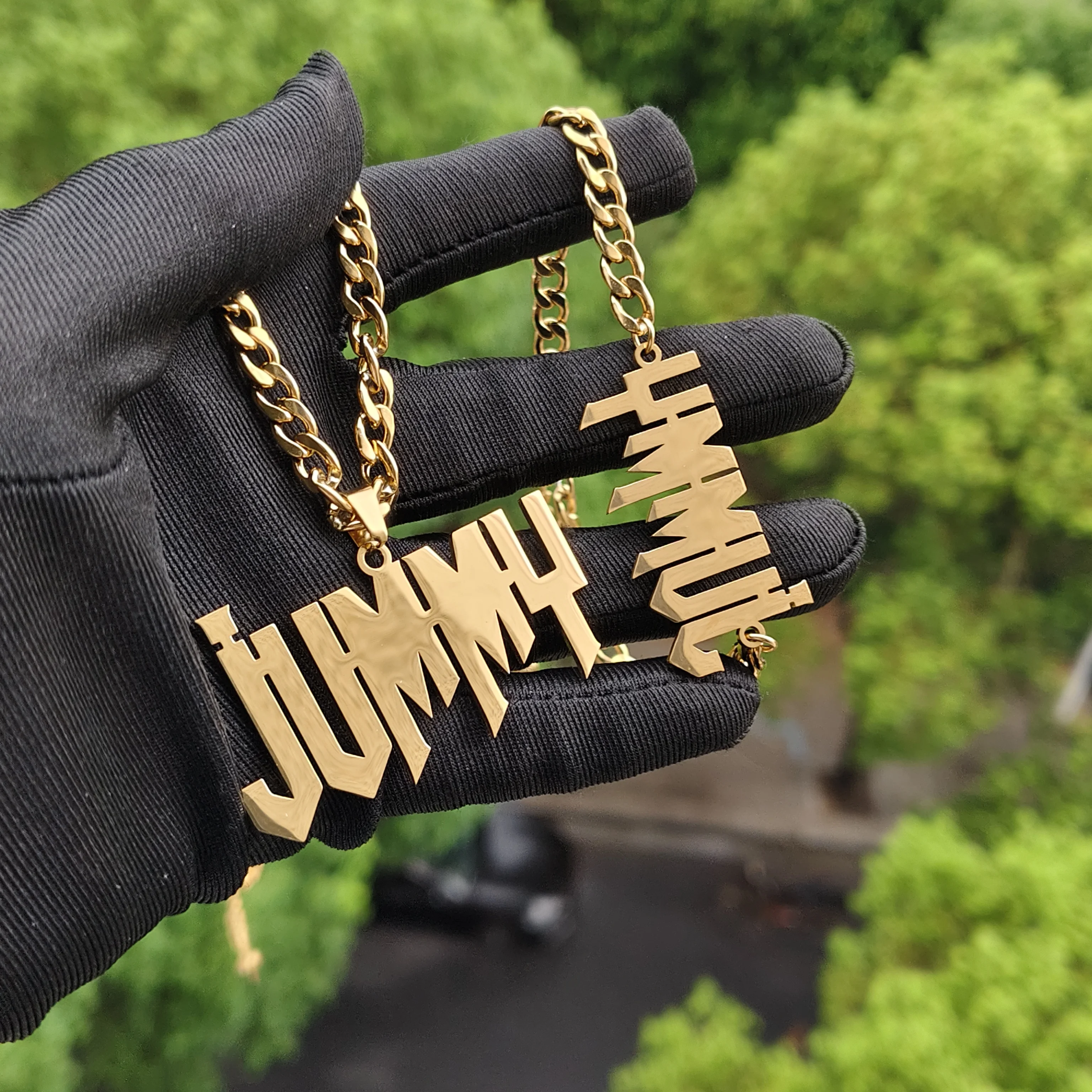 DHQH Customized Name Set Personalized Letter 5mm Cuban Chain Necklace Bracelet Set Valentine's Day Gift Manufacturer Direct Sale