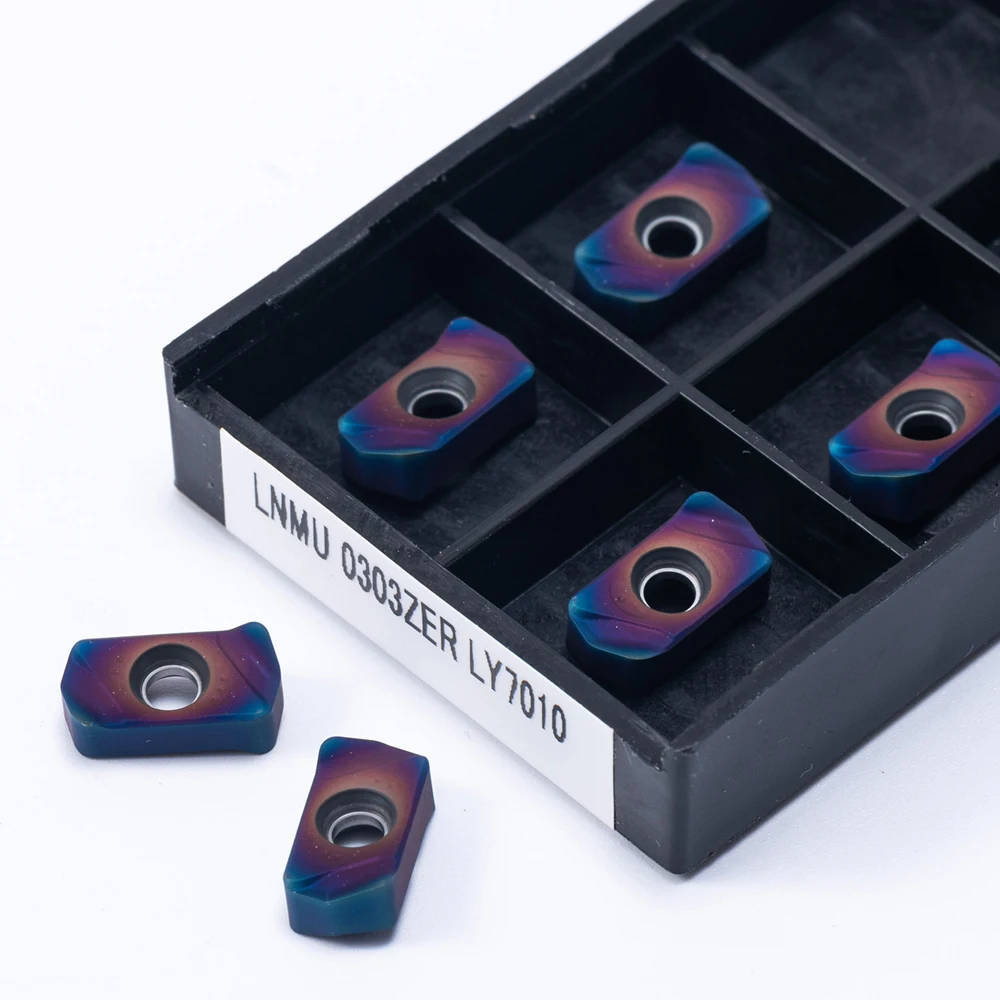 Imagem -02 - Azul Duplo Lado Rápido Alimentação Aberta Áspera Trituração Inserir Lnmu 0303 Cimentado Carboneto Torneamento Ferramenta Cortador de Alta Qualidade Lnmu0303 Nano