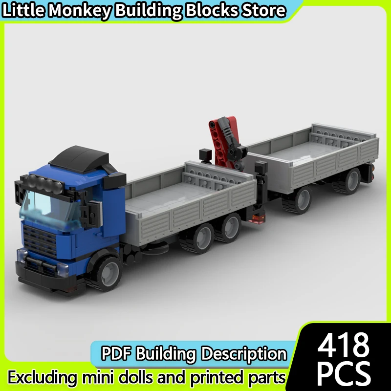 

City Car Model MOC Building Bricks Self Loading Truck With Trailer Modular Technology Children Holiday Gifts Assemble Toys Suit