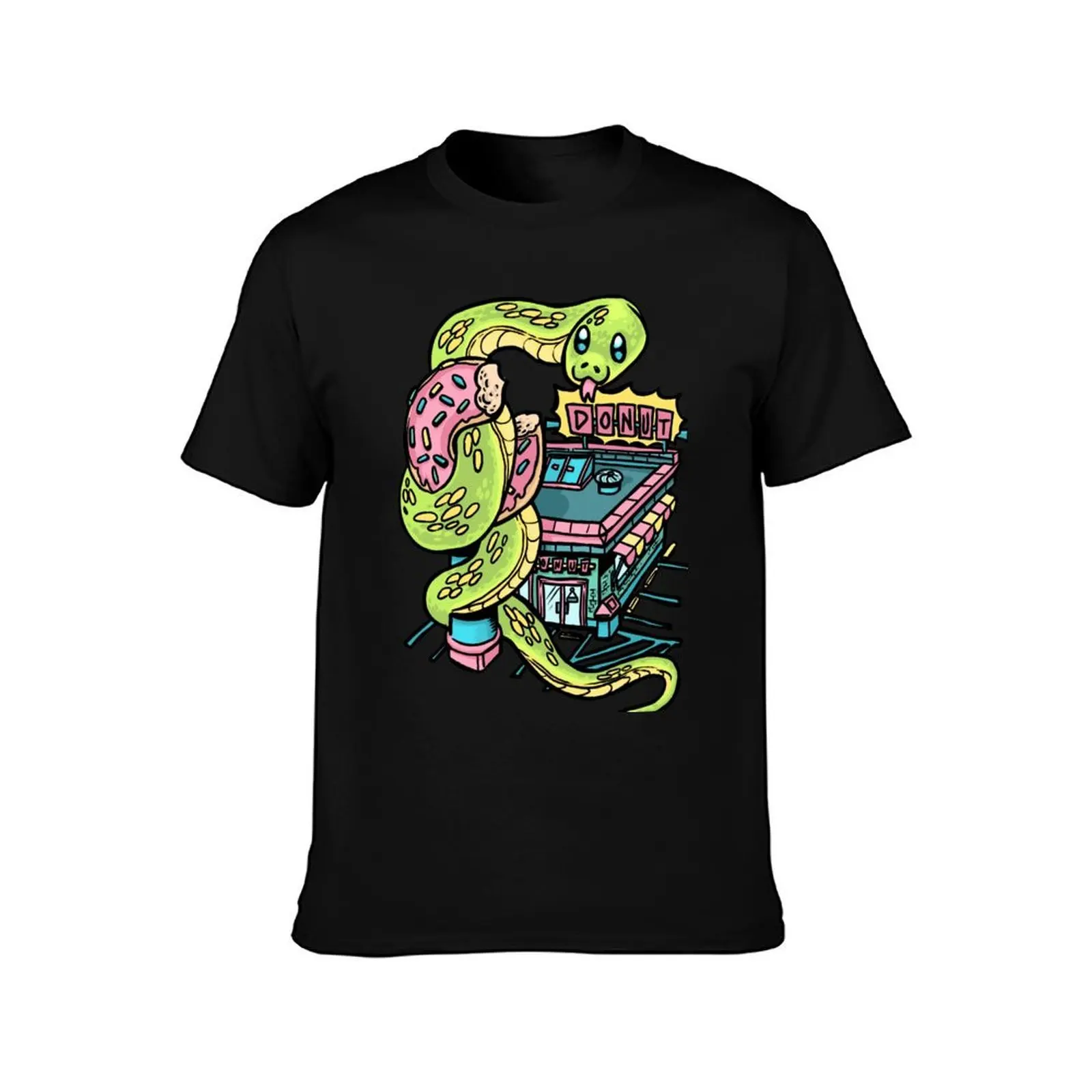 Donut Hole T-Shirt, Summer Casual Cotton Tee, Oversized Streetwear Tops, Vintage Graphic Print, Loose Fit Short Sleeve