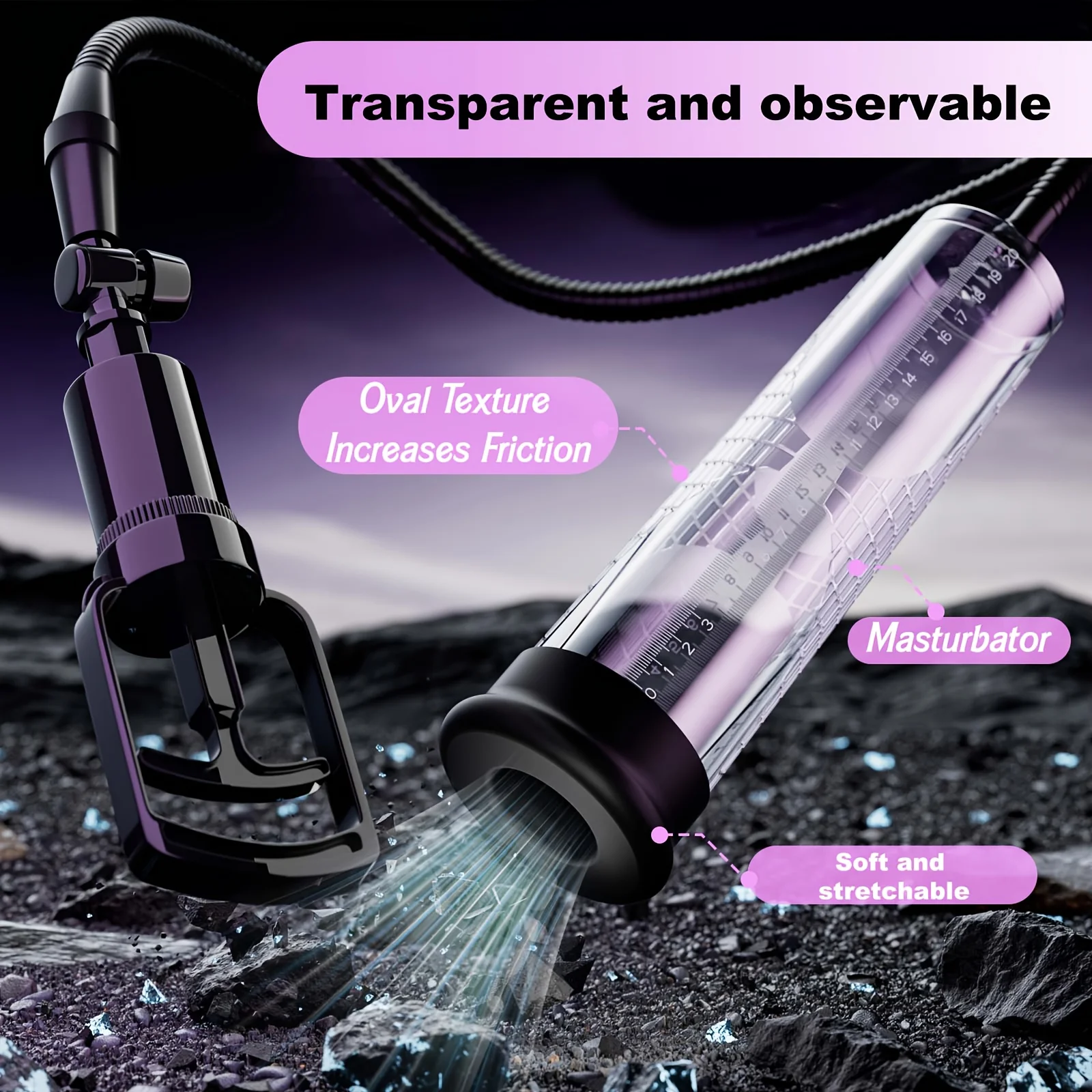 1 الرجال دليل القضيب المدرب القضيب مضخة تفريغ ، دليل القضيب تمديد مضخة للذكور الاستمناء الكبار لوازم الجنس لعب 18 + #2