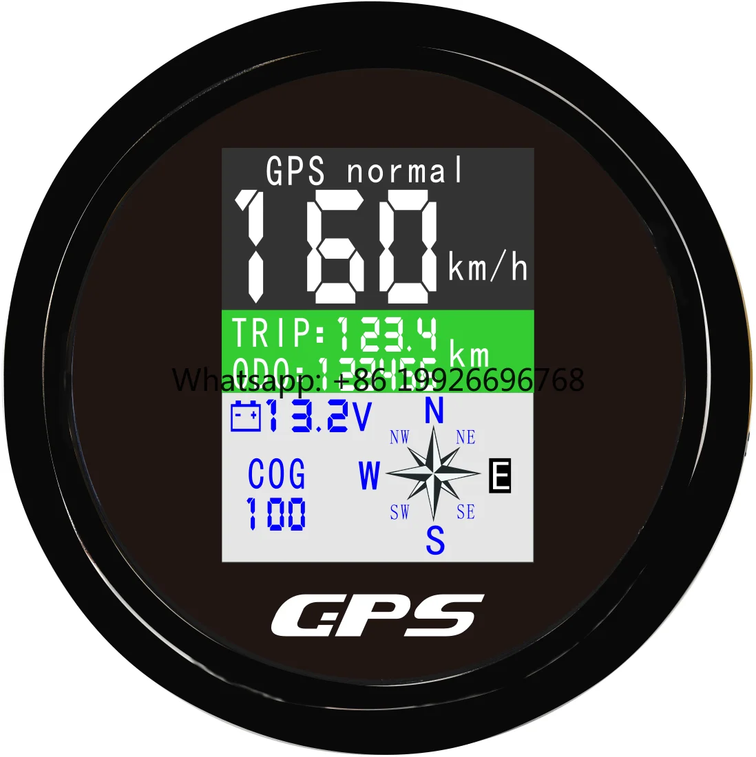 

12V Round LED Light Odometer Speedometer Gauge Miles With GPS