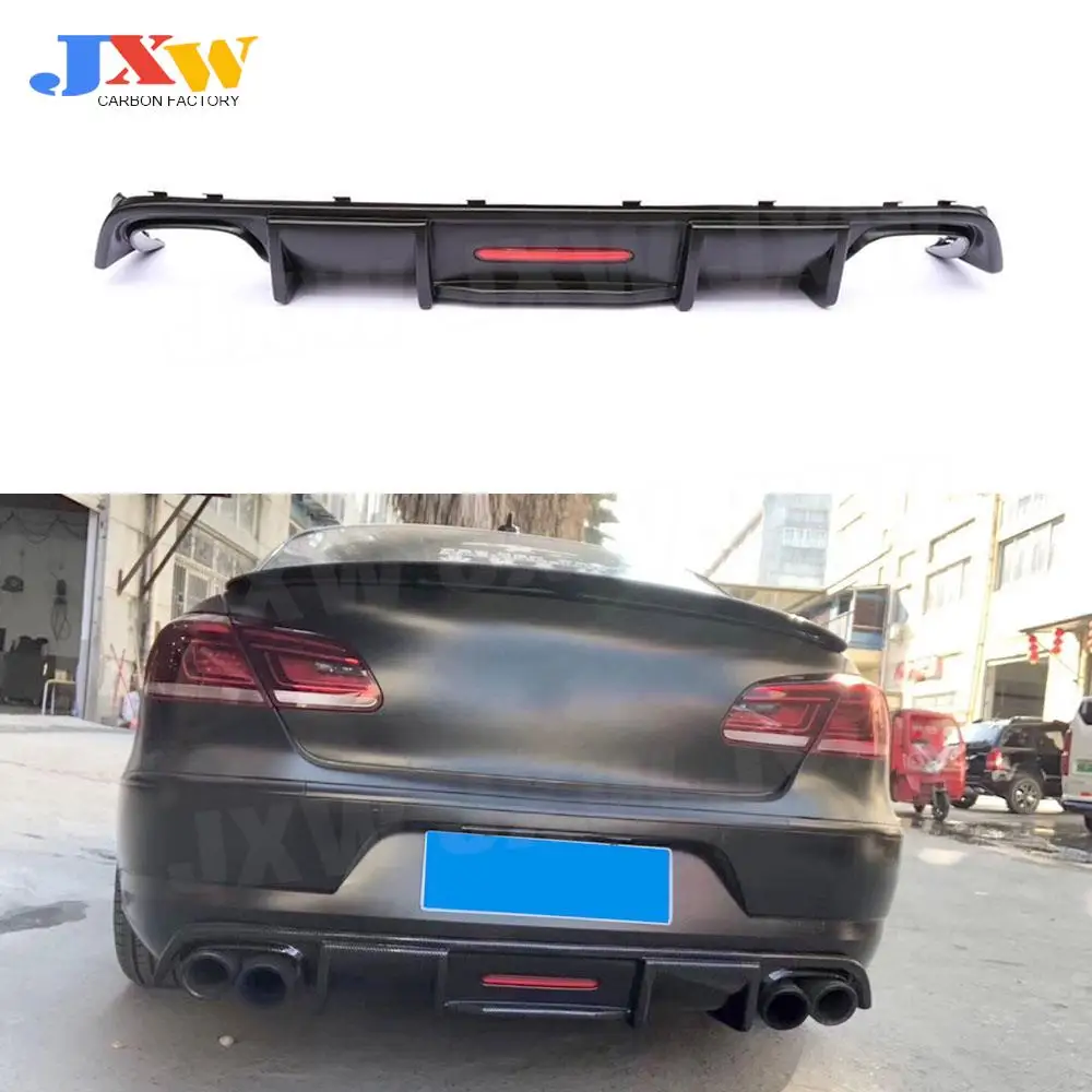 

Carbon Fiber Car Racing Rear Bumper Lip Diffuser Spoiler With Lamp for Volkswagen vw CC 2013-2017 FRP / PP Bumper Guard