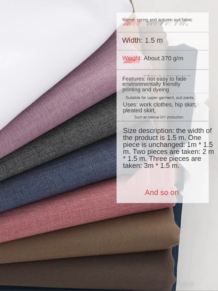 Anti-wrinkle Suit Fabric By The Meter for Pants Skirt Uniform Fashion Clothing Diy Sewing Plain Black White Blue Red Per Yard