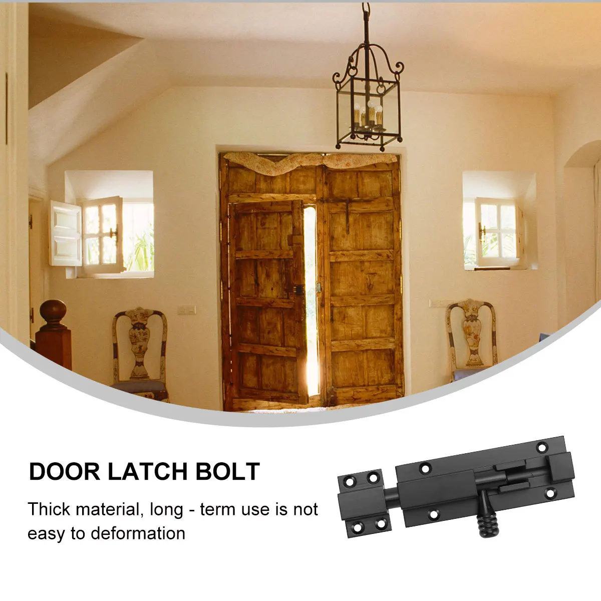 

Interior Door Lock Barrel Bolt Latch White Aluminum Protection Black Home Security Locks