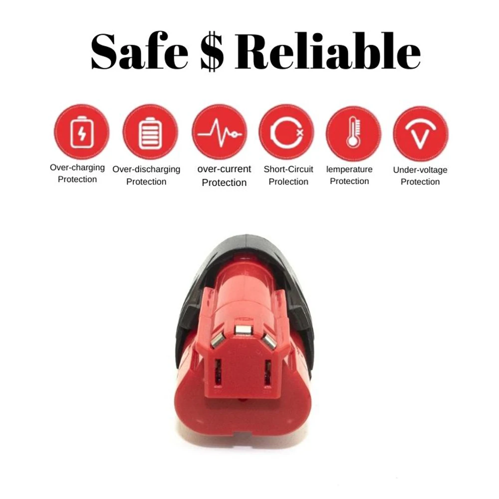 For Milwaukee M12 Battery 12V 3Ah Li-ion XC Replacement 48-11-2410 48-11-2440 Cordless Power Tools with BMS Accu