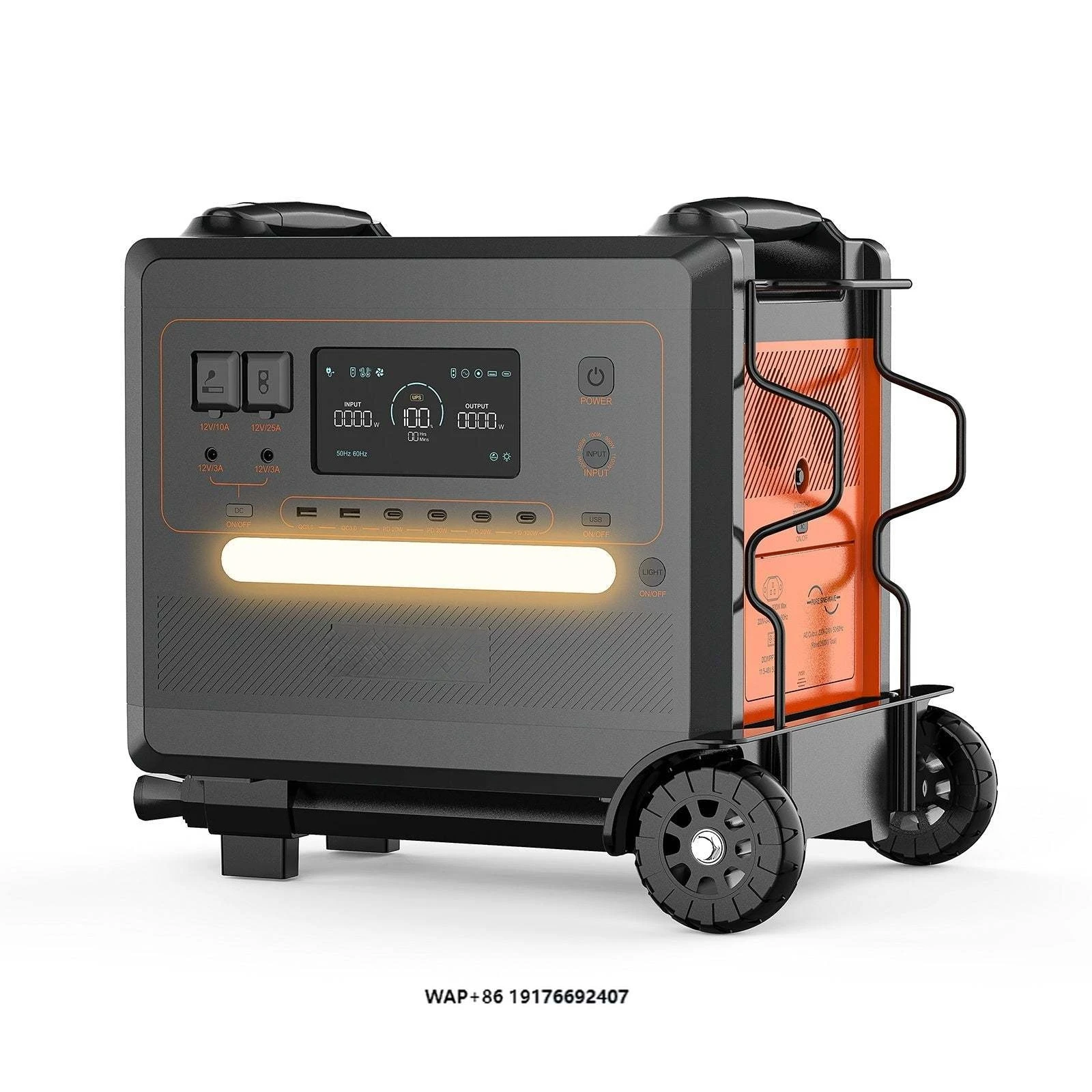 

Safer Outdoor Home 2500W Lfp Power Station Portable Solar Battery 2304Wh With Hand Cart