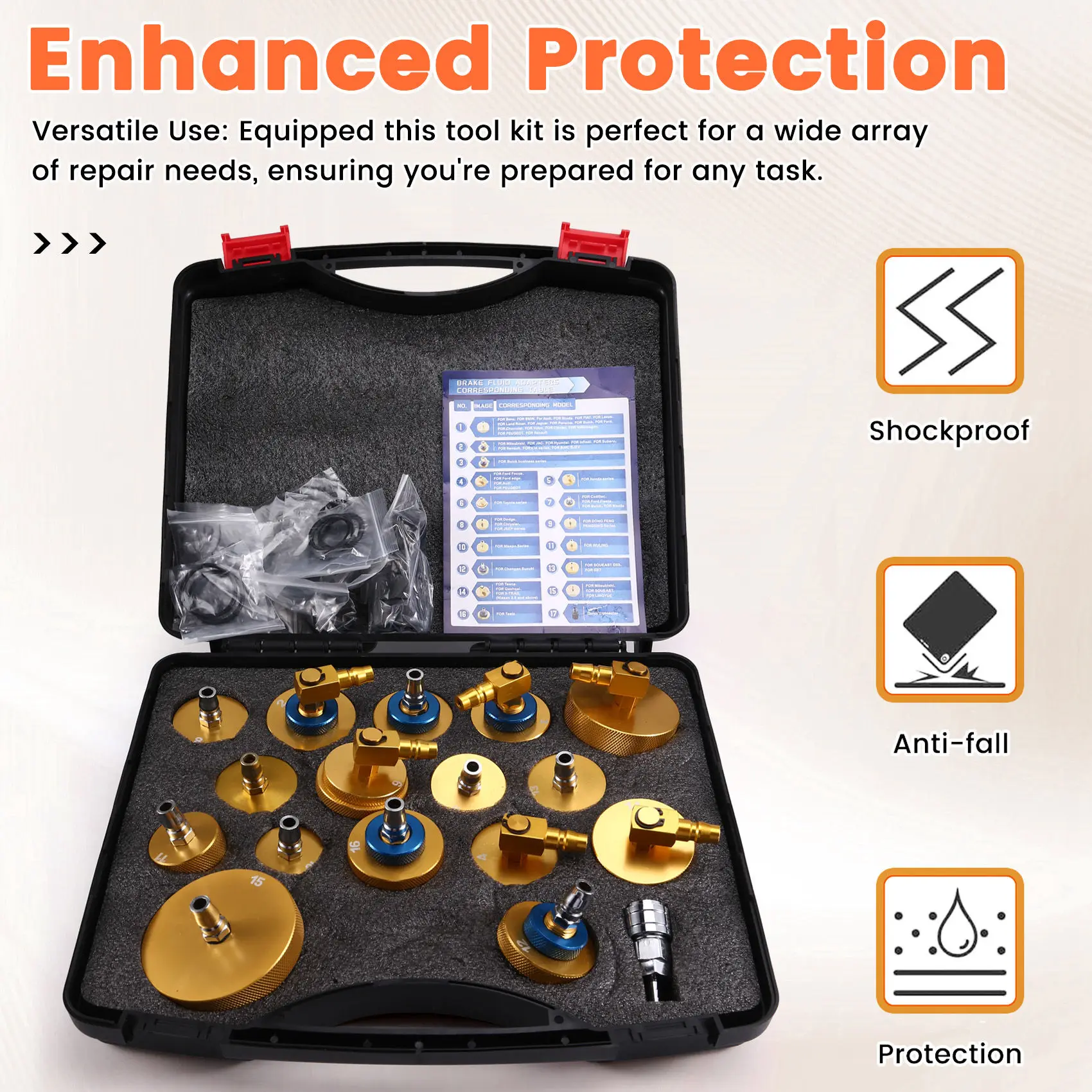 

Auto Repair Tools Car Brake Fluid Exchanger Connector Oil Pump Adapter Kit 1 Set Universal-AD39