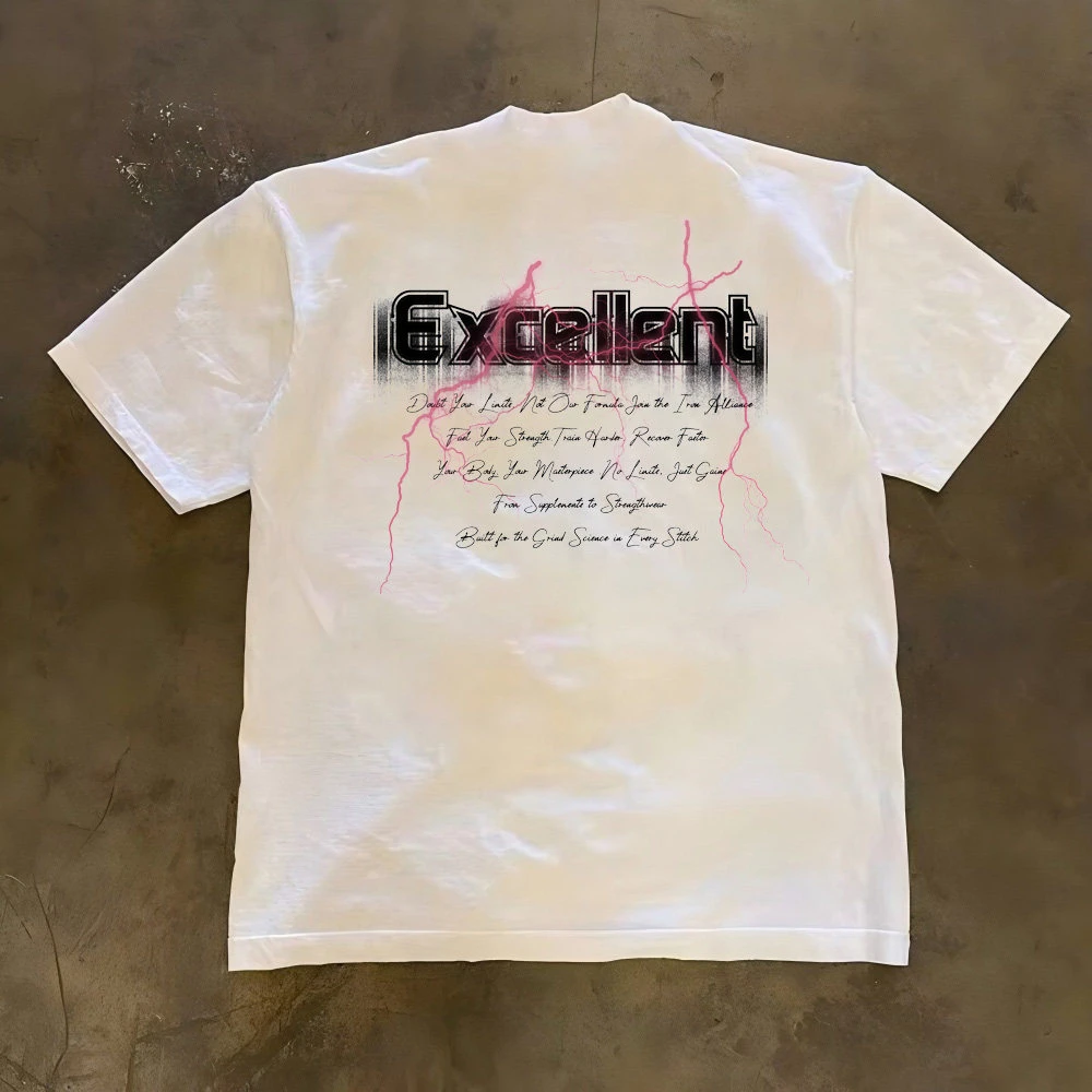 Loose Fit Cotton T-Shirt Short Sleeve Double Thread 3A260g Retro American Style for Couples Men Women Summer Casual Wear