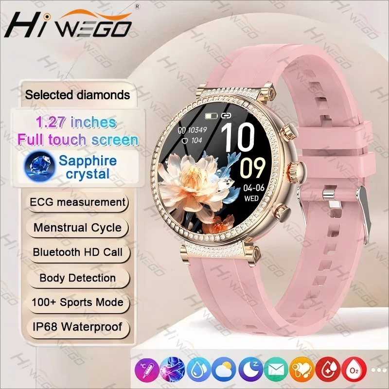 

2025 новые модные женские умные часы ЭКГ Bluetooth звонки спортивный фитнес-трекер женские умные часы мониторинг здоровья с бриллиантовым ремешком