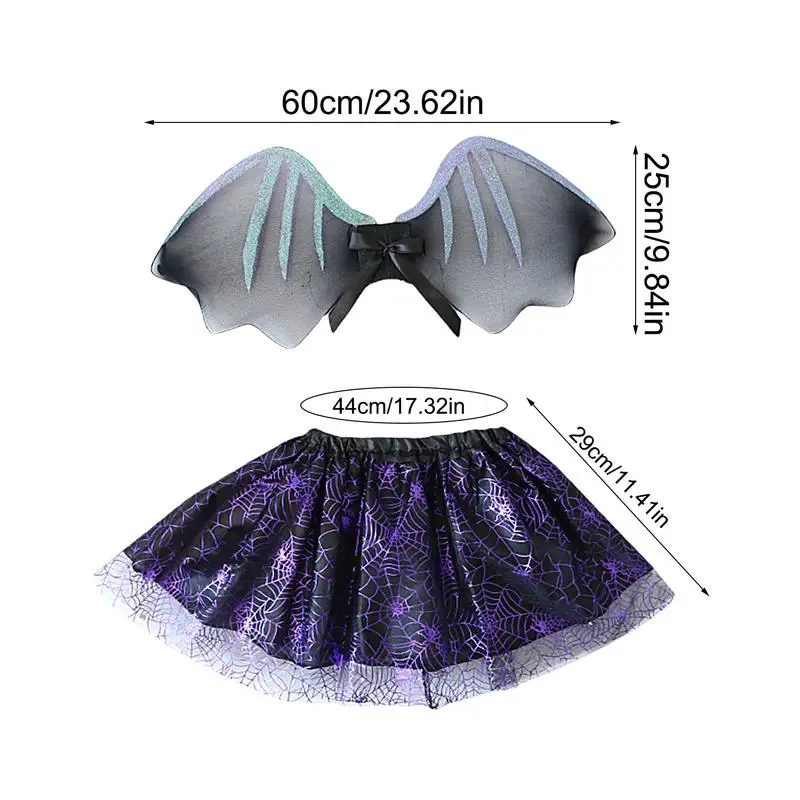 Girls Bat Princess Tutu Dress Halloween Carnival Party Fancy Cosplay Stage Performance Kids Bat Costume