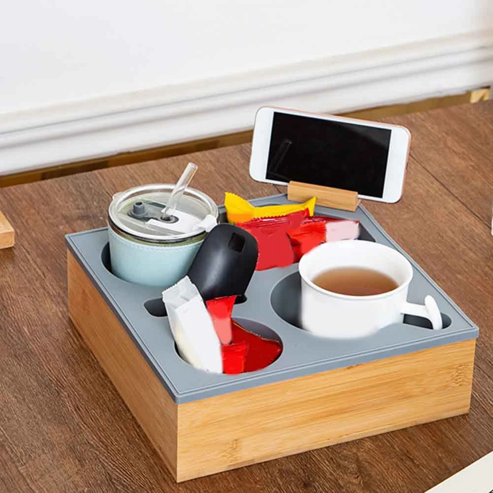 

A52I-Car Cup Holder Removable Couch Drink Holder Couch Organizer Handy Couch Tray Wooden Bed Cup Holder For Boat Bed Sofa