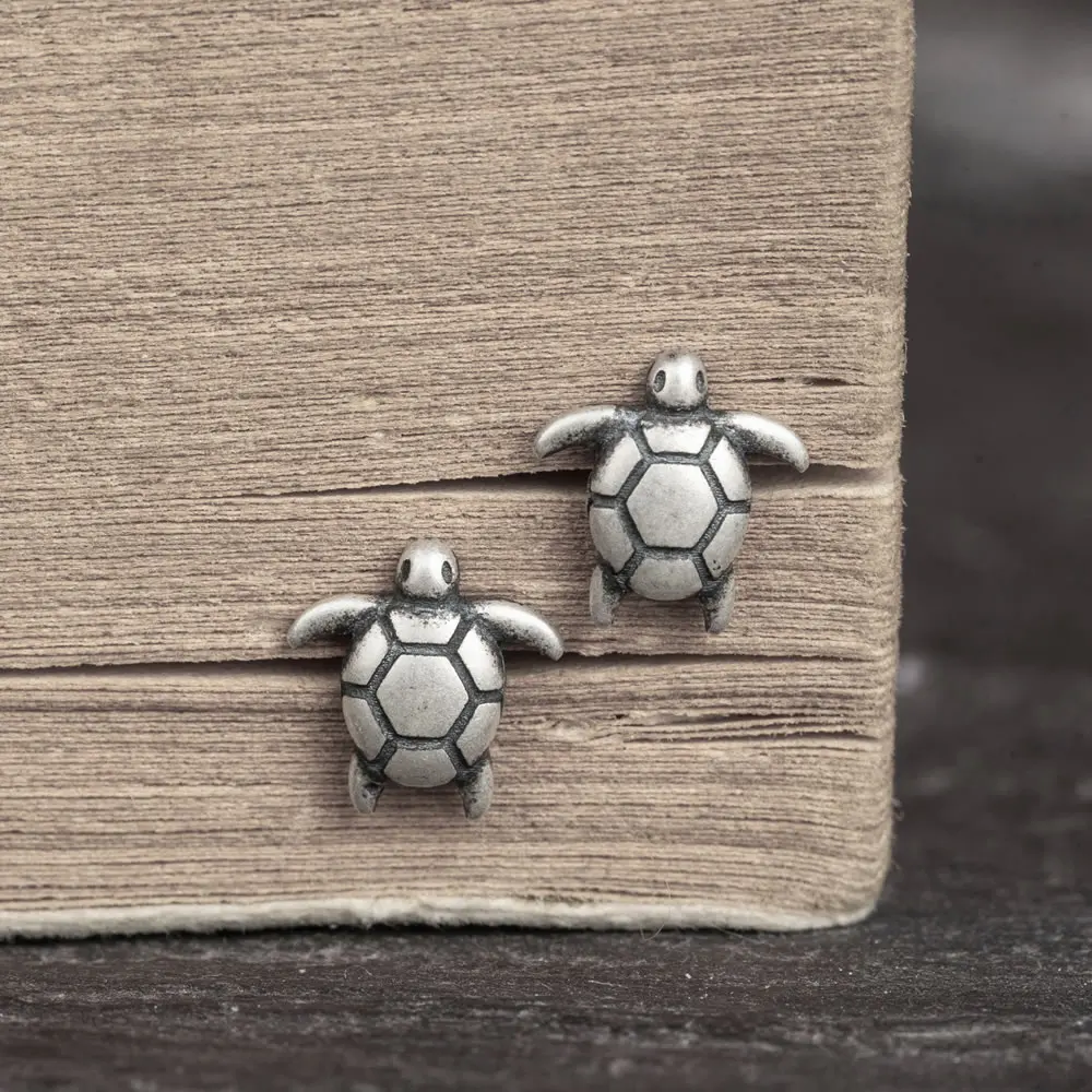 YIZIZAI Ocean Animal Tiny Sea Turtle Earring 100% 925 Sterling Silver Ear Studs for Women Men Anti Allergy Piercing Jewelry Gift