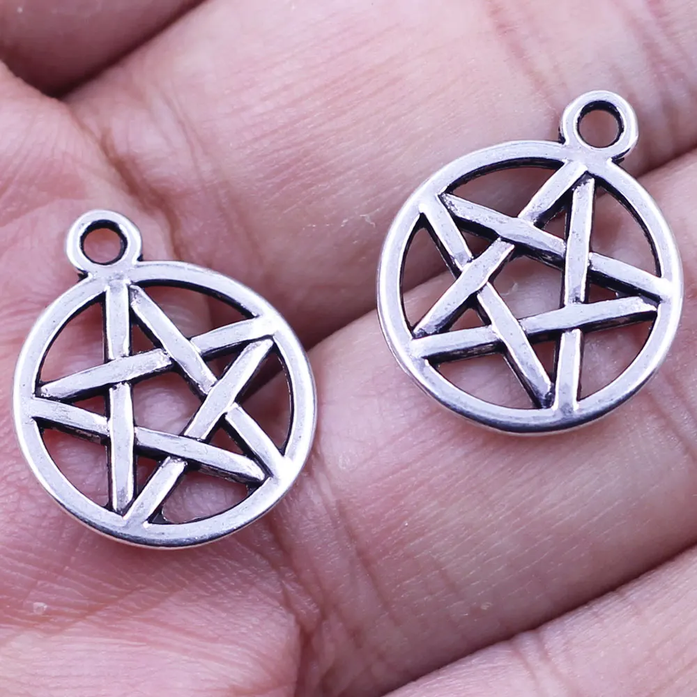 200Pcs Pendants Stars Five Pointed Star Pentagrams Metal Alloy For Charms Bracelets Jewelry DIY Accessories 20x17mm