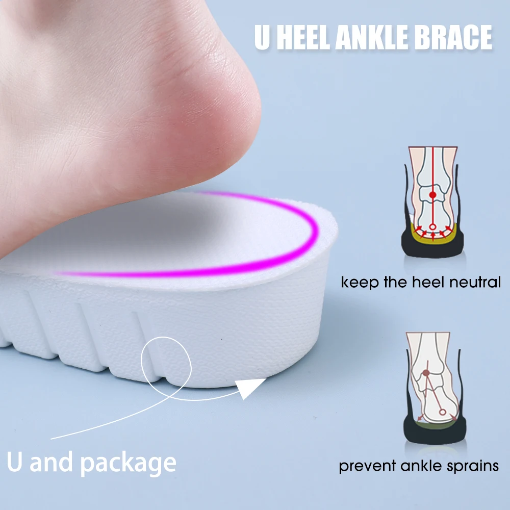 White Invisible Height Increase Insoles EVA Soft Light Shoes Sole Pad for Men Women Heel Lift Feet Care Arch Support Insoles