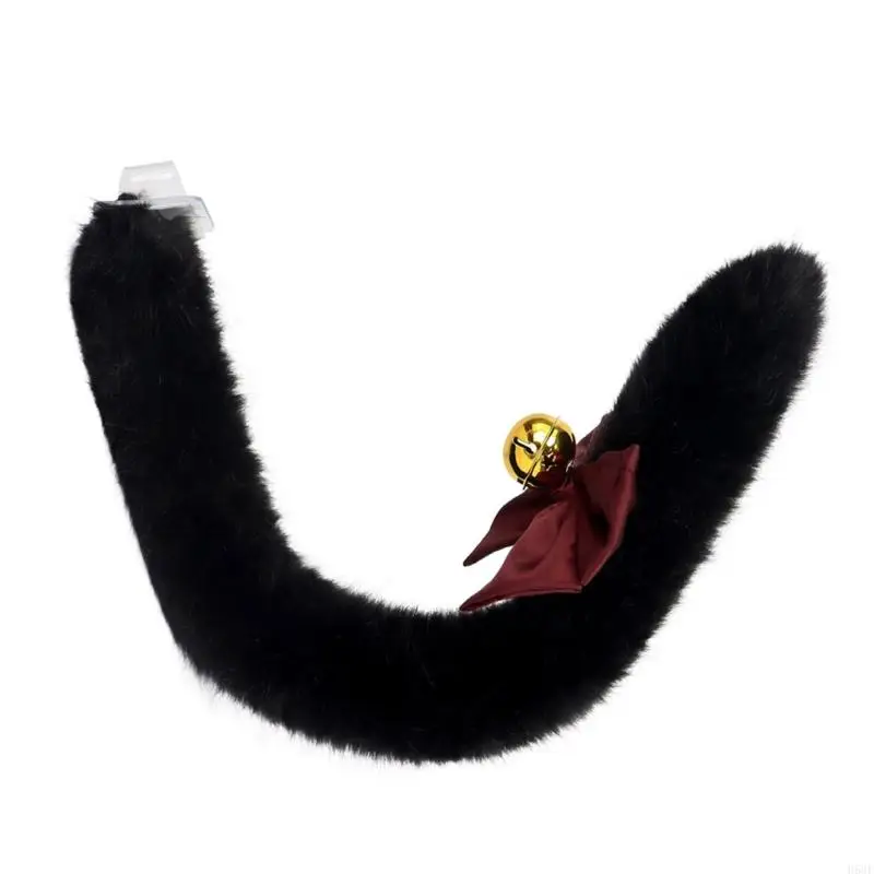 H58E Cats Disfraz Conjunto disfraces con orejas gatos y Tail Furry Halloween Disfraz animales para niños Mujeres