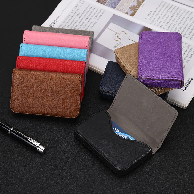 PU Leather Credit Card Box Business Card Holder ID Case Business Pocket Buckle Name Card Holder Card wallet card holder luxury