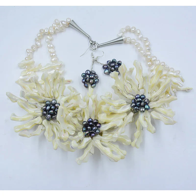 Exquisite ladies necklace !! Beautiful Handmade Shell Flower Necklace fit Wedding Jewelry 20