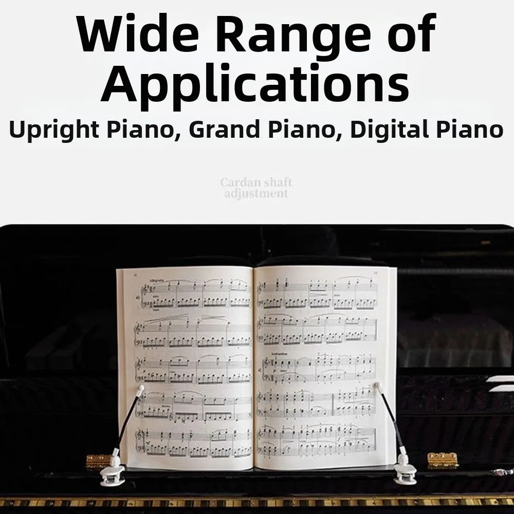 1Pair Portable Piano Music Book Clip Adjustable Clip on Piano Score Holder Non-Slip Enlarged Clamp Head Music Stand Clip