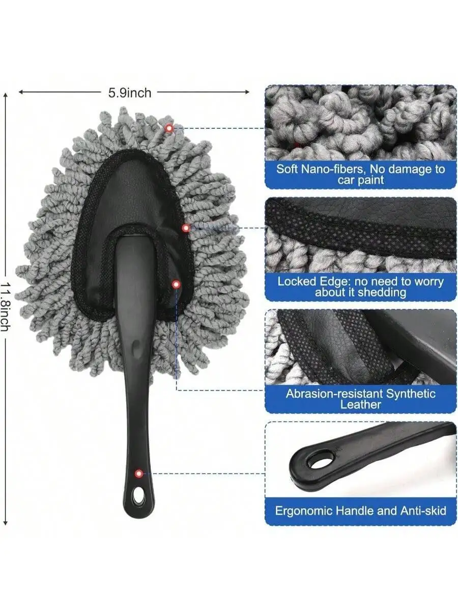 Car Interior Duster Detailing Brush Set Cleaning Gel Kit, Soft Microfiber Towels Vent Dusting Car Slime Putty Detailing Brushes