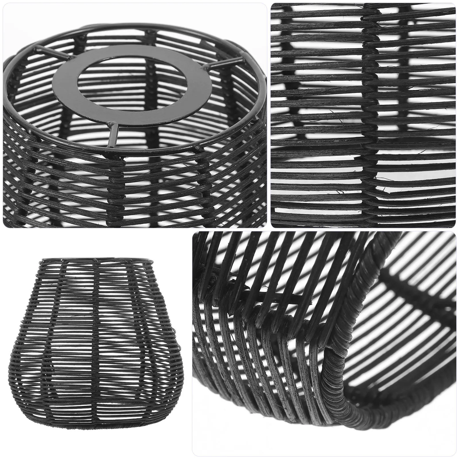 

1pcs Woven Lampshade Pendant Light Replacement Rustic Iron Paper Material Hanging Ceiling Lamp Shade Boho Decorative Cover For