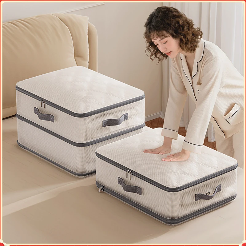 

Expandable Design Breathable Mesh Clothes Storage Bag Sturdy Handle Quilt Blanket Moving Packing Organizer