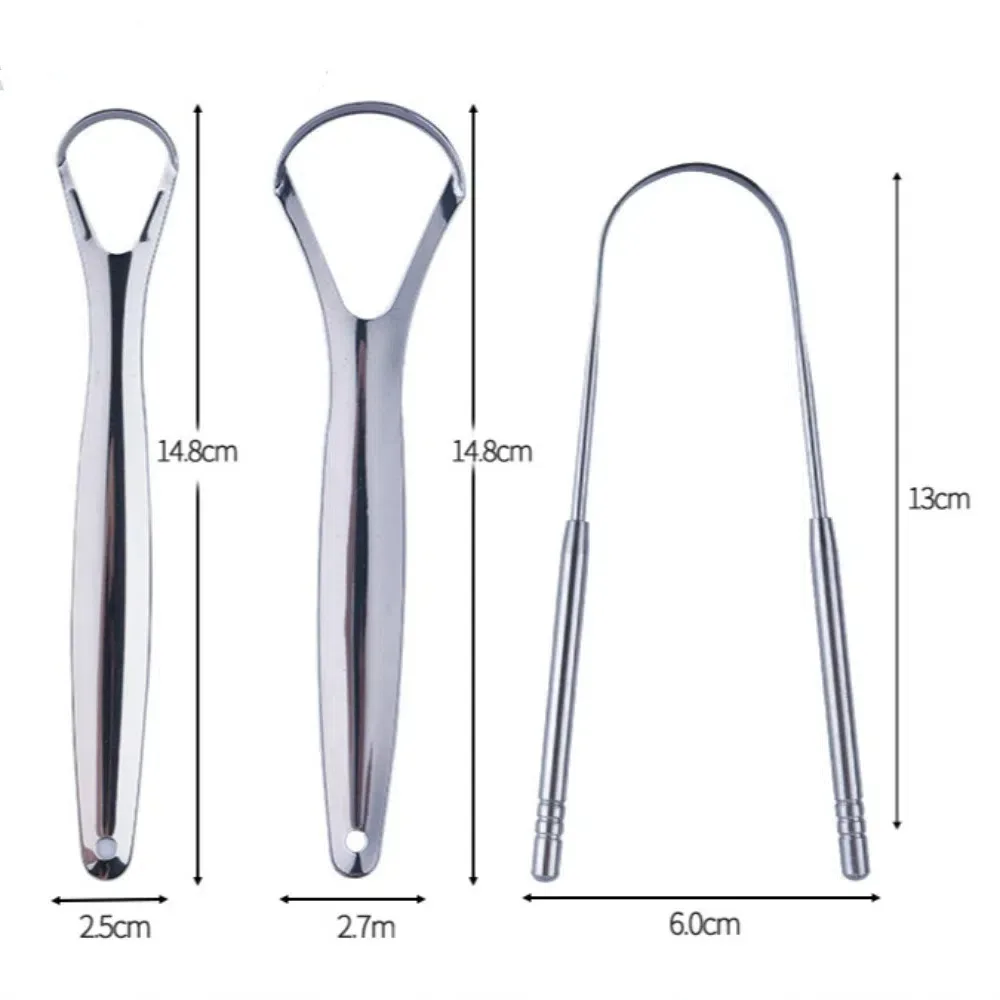 3 pezzi Raschietto per lingua in acciaio inossidabile Alito fresco Rivestimento per lingua ecologico Raschiatura Resistenza alla corrosione Spazzola per respiro riutilizzabile