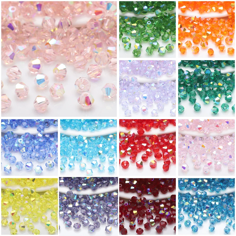 

720Pcs/Lot 4mm New AB Color Glass Bicone Beads Crystal Loose Spacer Beads for Bracelet Earrings Jewelry Making Accessories