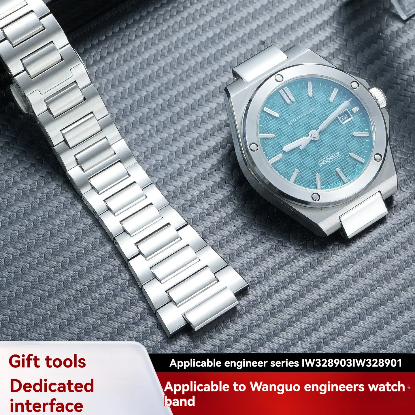 For IWC Engineer Series Special Stainless Steel Band IW328903 IW328901 Solid Stainless Steel Watch Band 24x14mm