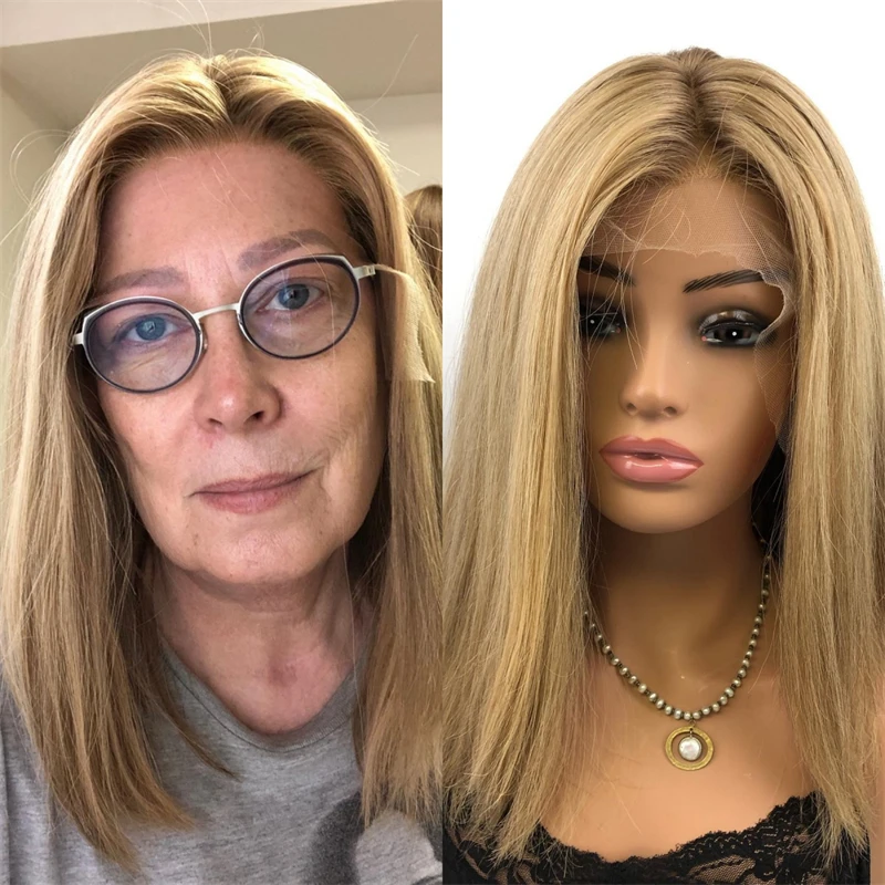 

Ombre Golden Blonde HD Transparent Lace Front Wig Synthetic Wig Glueless Wig Natural Density Hairline High Quality Women's Wig