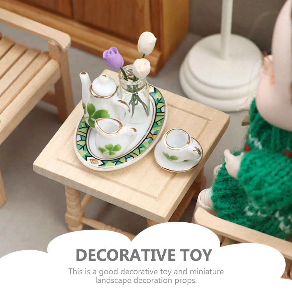 Mini Furniture Model Worlds Smallest Toys Houses Miniature Tea Table Prop Simulation Decoration Wooden