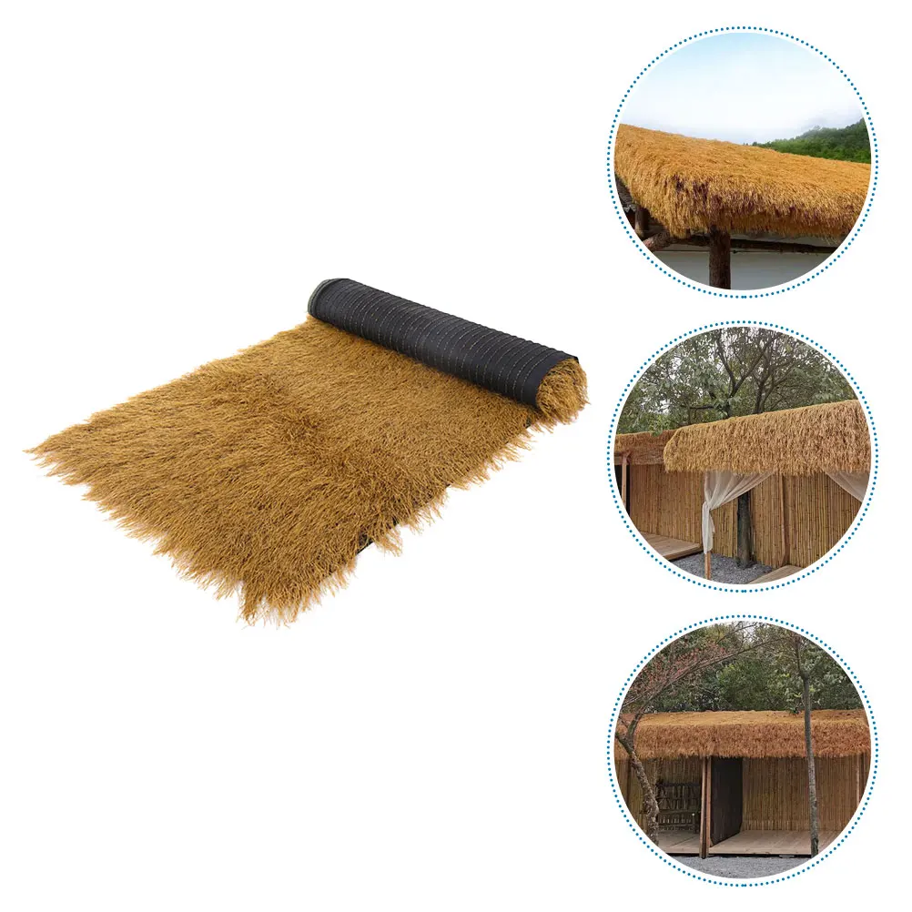 จําลองปาล์ม Thatch บ้านหลังคาแผง DIY หลังคาฟางพรมพรมสวนภูมิทัศน์ทนไฟตกแต่งวัสดุ