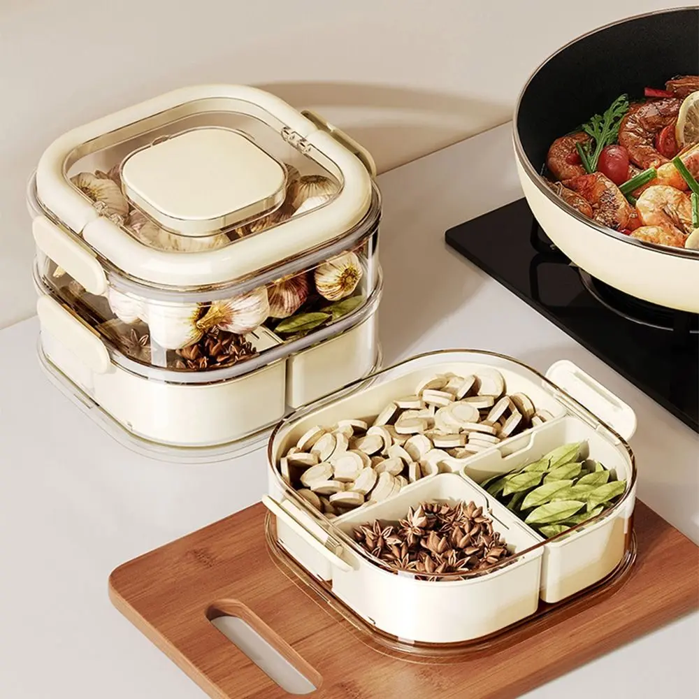 

Stackable Spice Storage Box Large Capacity Transparent Seasoning Storage Box Multi-Compartment Moisture Proof