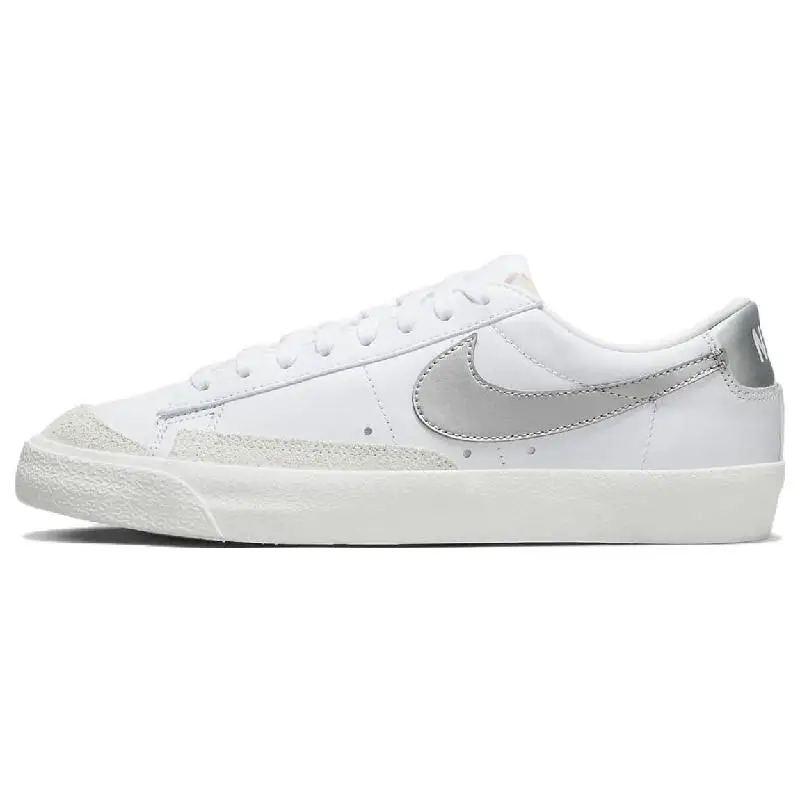 Женские кроссовки Nike Blazer Low 77, белые, металлические, серебристые