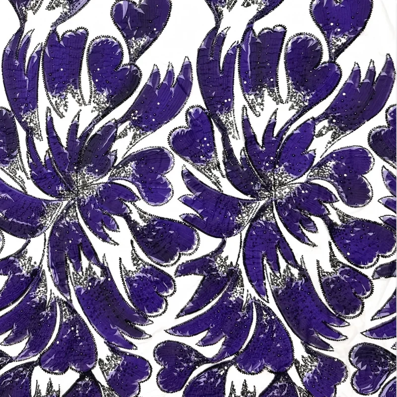 

Нигерийская свадебная кружевная ткань премиум-класса, 5 ярдов с 3D блестками из бисера, французский тюль, цветочная вышивка для костюма жениха, свадебной вечеринки