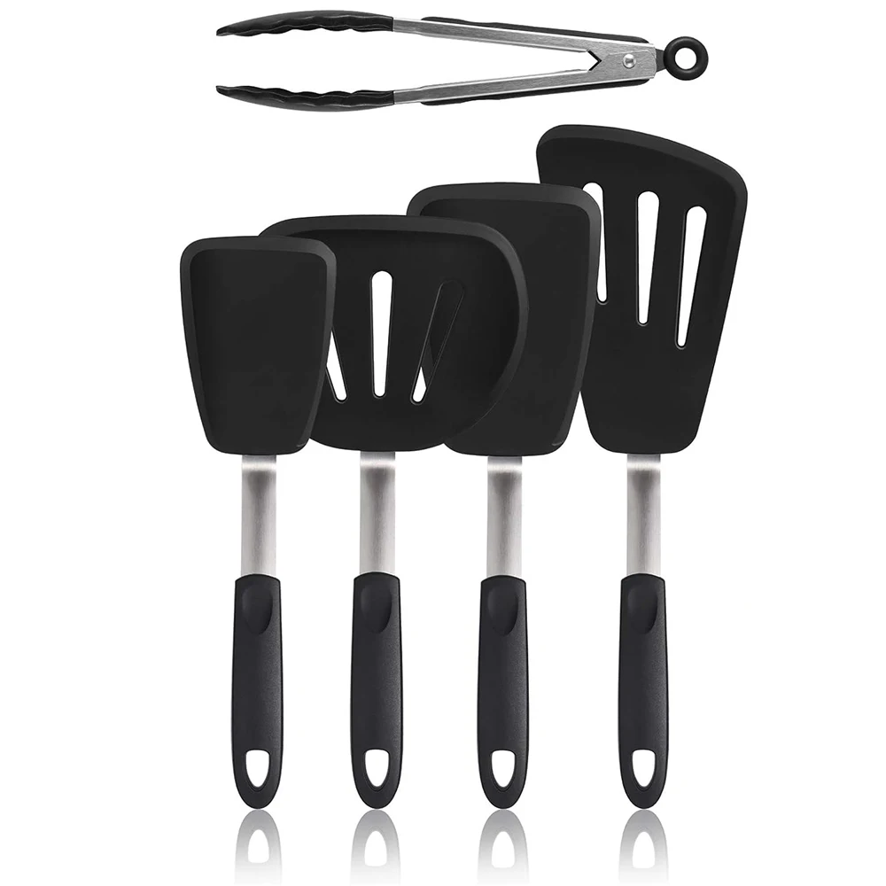 LMETJMA Silicone Flexible Turner Spatula Set Heat Resistant Flexible Rubber Spatulas Non Stick Rubber Kitchen Utensils JT308