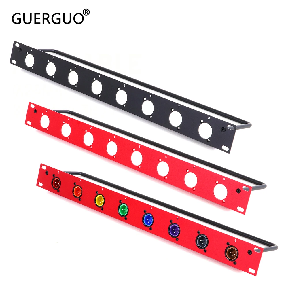 1pc Rack Patch Panel 8 Way 3Pin XLR Male/Female XLR Mount Socket 1U Flight Case Mount for Professional Loudspeaker Audio Cable