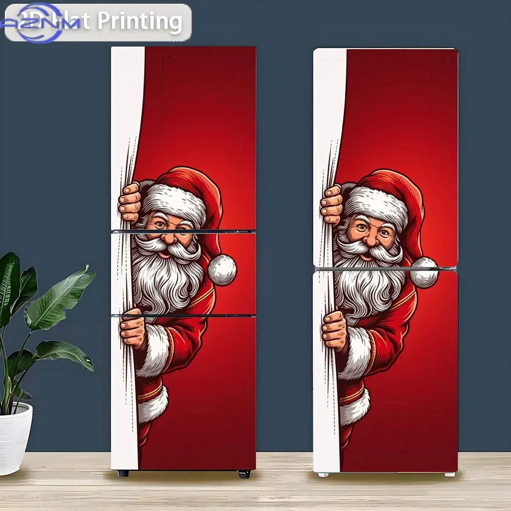 2D Flat Printing 1pc Santa Claus Breaking Through the Wall Themed Refrigerator Sticker Exquisite Design Renovation