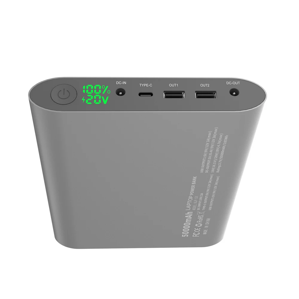 2025 Trending Products New 50000 MAh Aluminum Powerbanks for Notebook Laptop Computer Power Bank DC  16v 19v 20v 4.7A