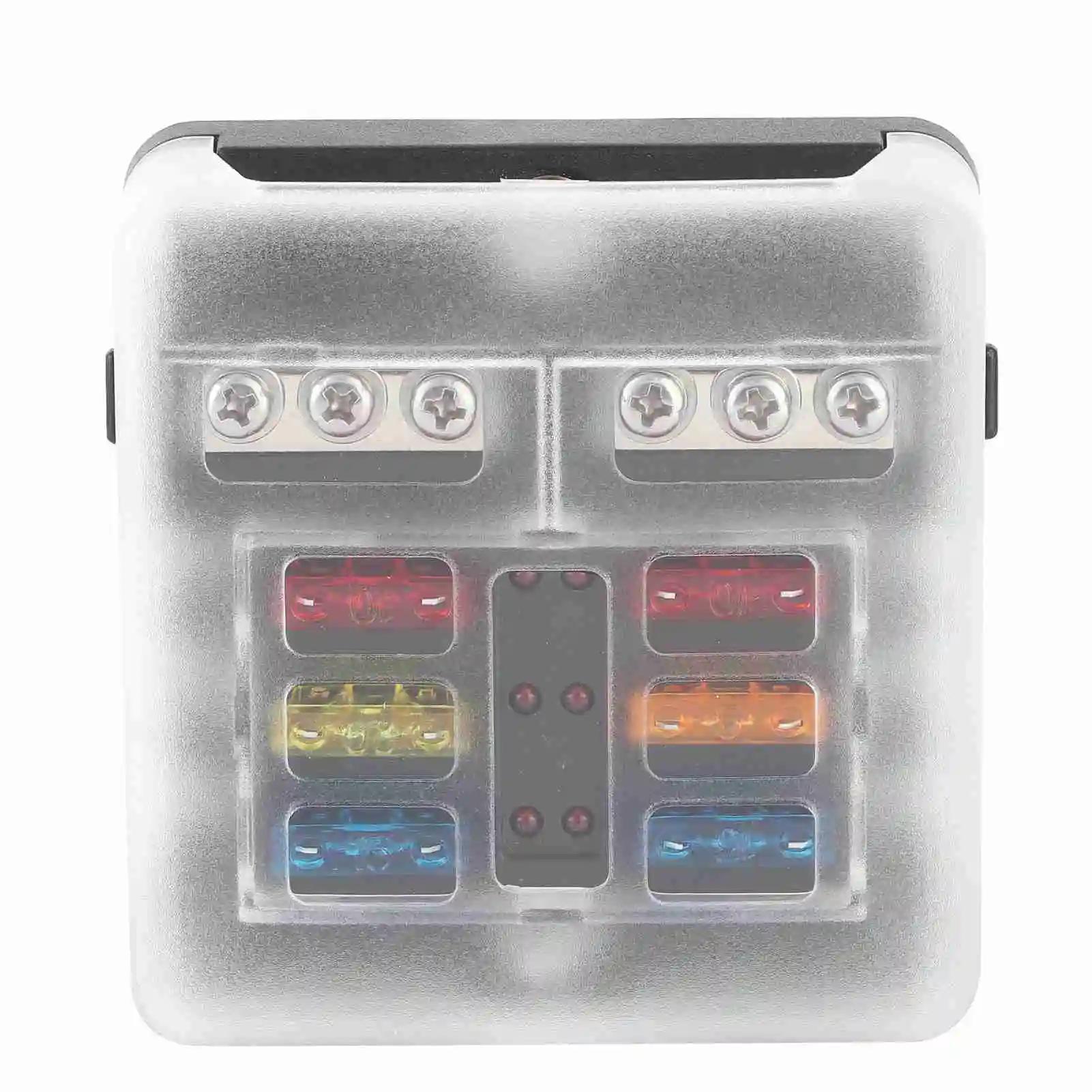 6-Way سيارة فيوز صندوق شفرة فيوز كتلة حامل مع مؤشر LED ضوء للسيارات البيئية سيارة مركبة بحرية الحافلات السفن #3