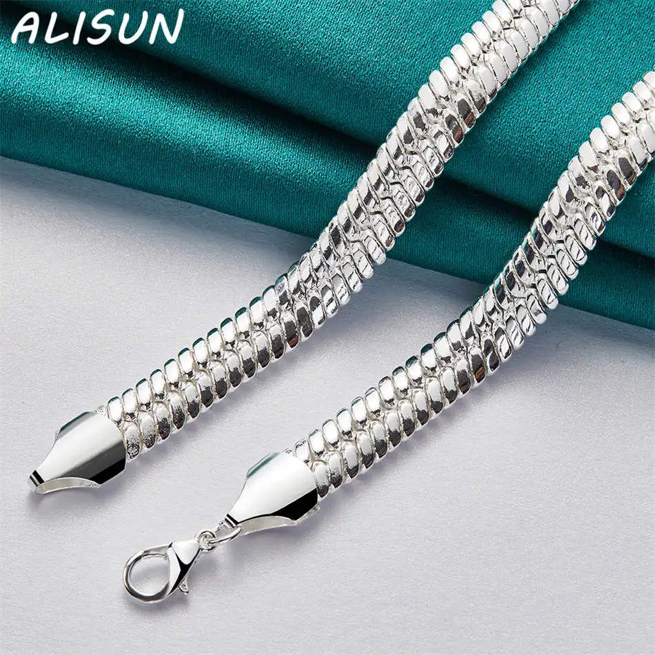 ALISUN 925 Sterling Silver 50cm 10mm Chain Necklace For Women Men Anniversary Gift Popular Wild Fashion Romantic Jewelry