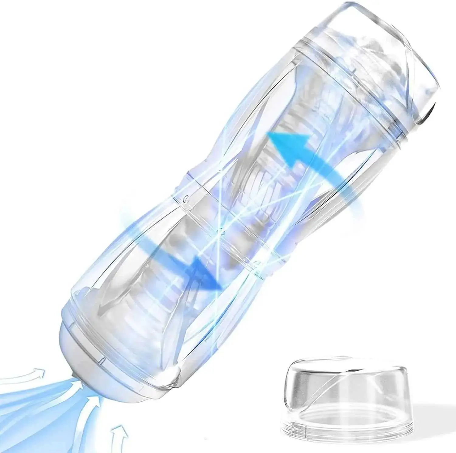 Transparent Masturbator Sex Toy para Masculino, Boquete Sim, 360 Rotating Pocket Pussy, 3D Texturizado, Vaginal apertado, Boquete, Cristal, Sexo