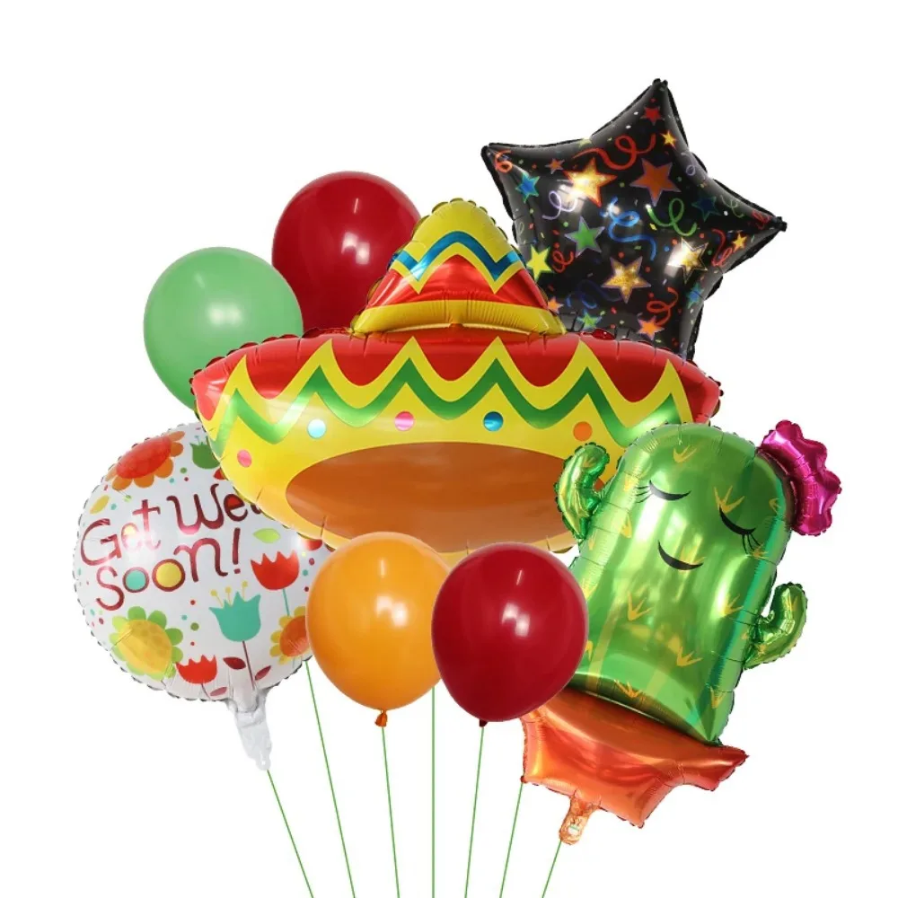 Mexikanische Karneval Party Ballon Kaktus Strohhut Alpaka Aluminiumfolie Ballon Set Geburtstag Atmosphäre Dekoration
