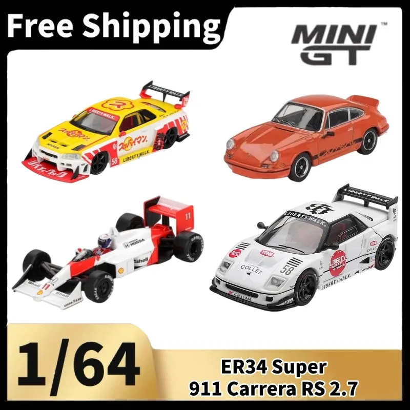 [In Stock] MINI GT 1/64 Diecast Model Car LBWK ER34 911 Carrera RS 2.7 Honda F1 Racing Car Collection, Free Shipping