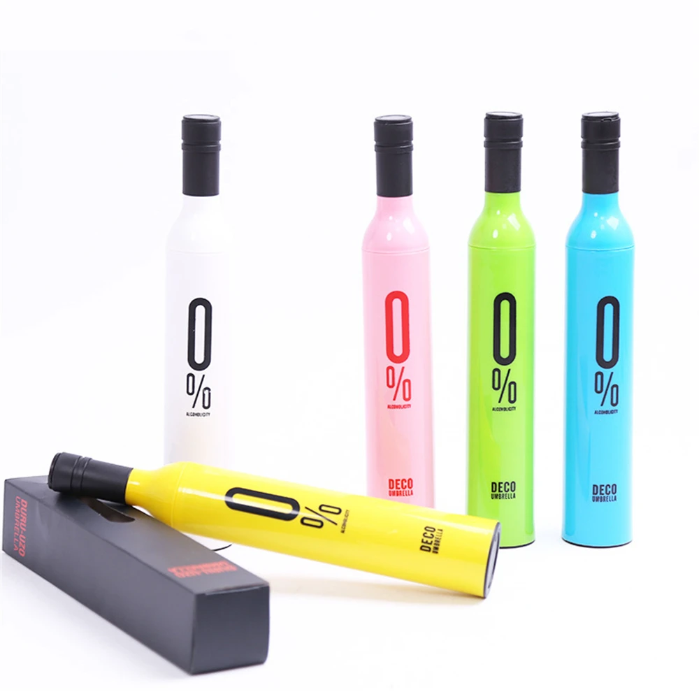 Folding Umbrella Anti Wind Mini Rain Umbrella Beautiful Car Gift UV Protective Wine Bottle Umbrella with Holder