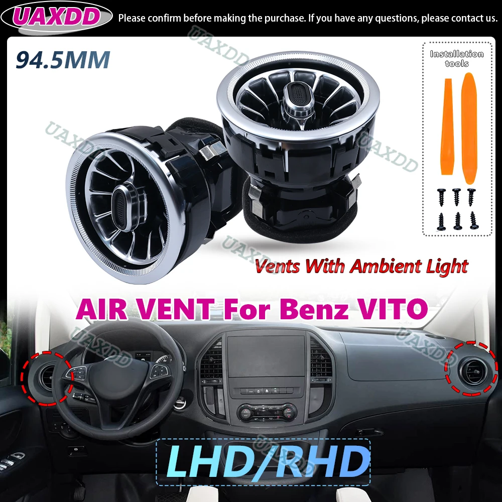Refit Car Front Interior Dashboard A/C Air Outlet Turbo Air Conditioning Vent For Mercedes Benz V-Class W447 Vito A W447 94.5MM