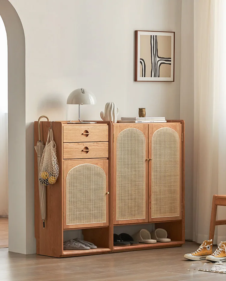 Nordic Rattan Shoe Cabinet, Household Entry, Large Capacity Storage Cabinet, Japanese Multifunctional, Living Room, B & B