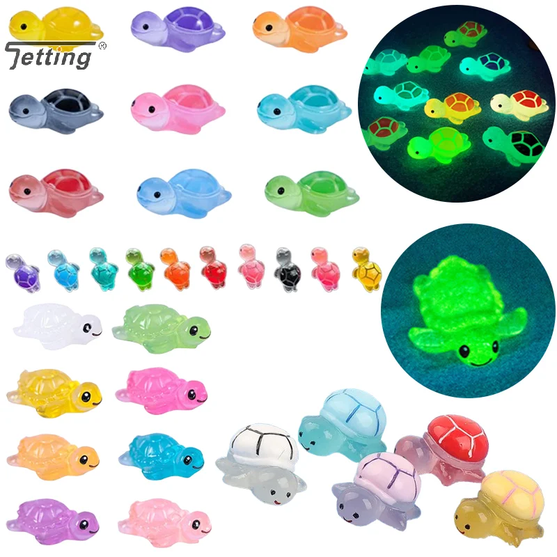 1/2Pcs Mini Luminous Turtle Home Decor Miniature Landscaping Ornaments Resin Crafts Glowing Turtles Garden Fish Tank Decorations